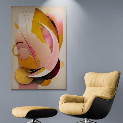 Tablou decorativ - Petale roz si aurii suprapuse Abstract 3D 84