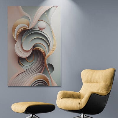 Tablou decorativ - Valuri roz si crem in relief Abstract 3D 118