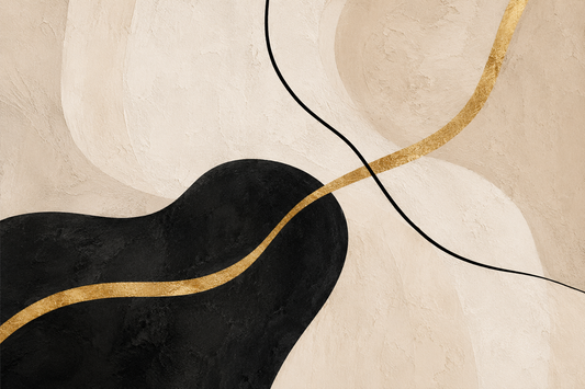 Tablou abstract Firul de aur - bej, negru si auriu