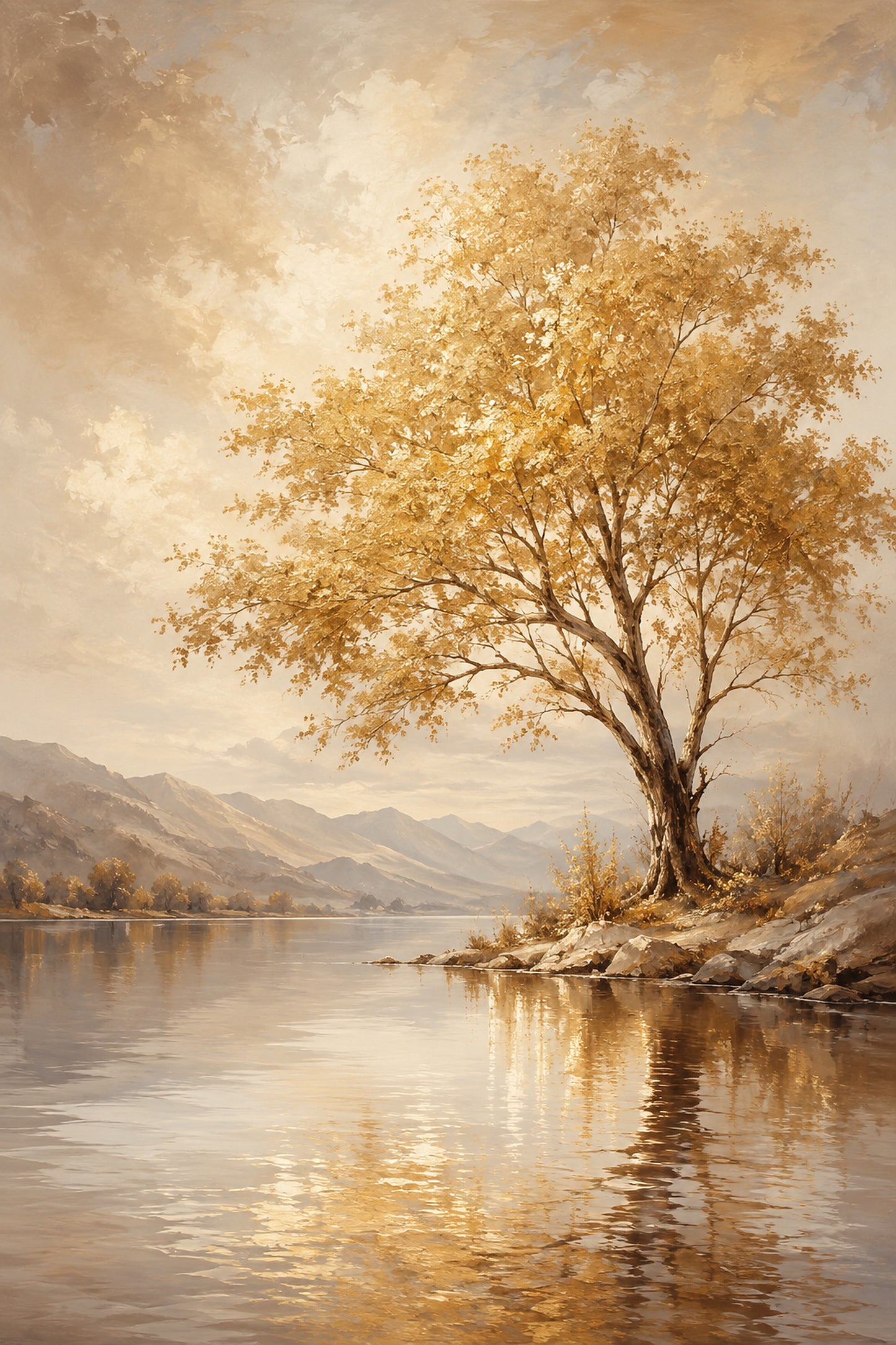Tablou decorativ - Copac Auriu lângă Lac