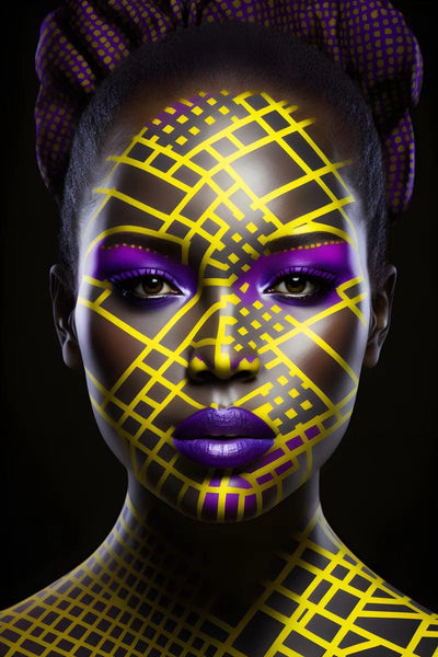 Tablou decorativ - Plasa galbena si machiaj mov Afro 131
