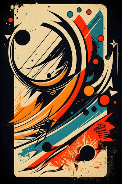 Tablou decorativ - Cercuri si linii in stil retro Abstract 3D 78