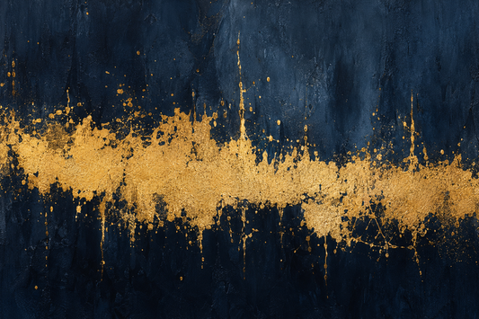Tablou abstract Explozie de aur - albastru navy si auriu