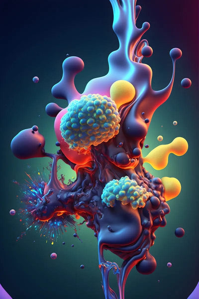 Tablou decorativ - Forme organice in culori vii Abstract 3D 56