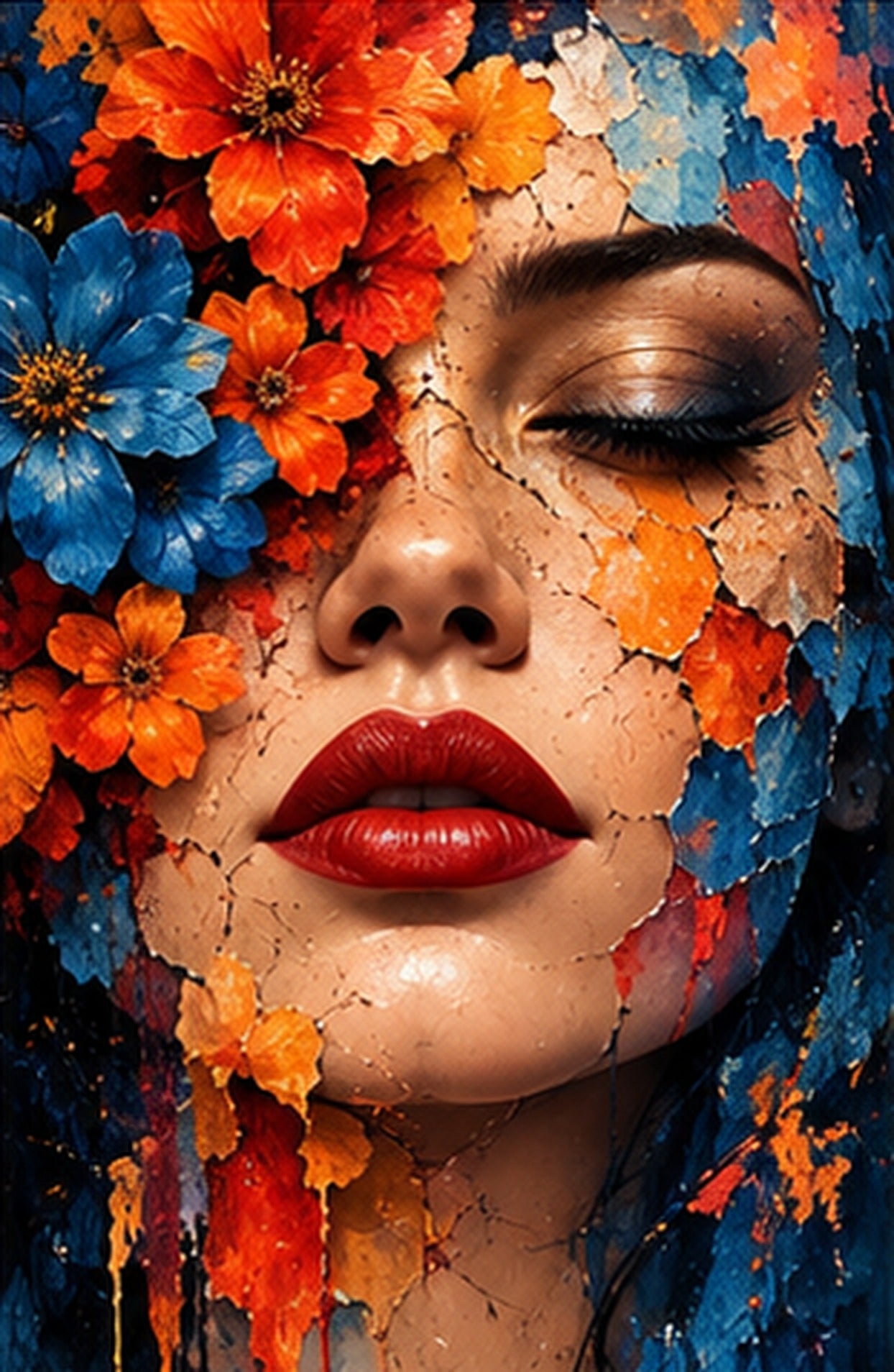 Tablou decorativ - Flori peste Fisuri