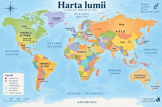 Plansa educativa - Harta Lumii