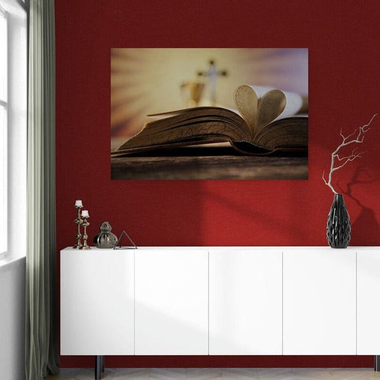 Icoana pe sticlă printată în relief - Crucea şi Sfânta Scriptură - Zibo.ro