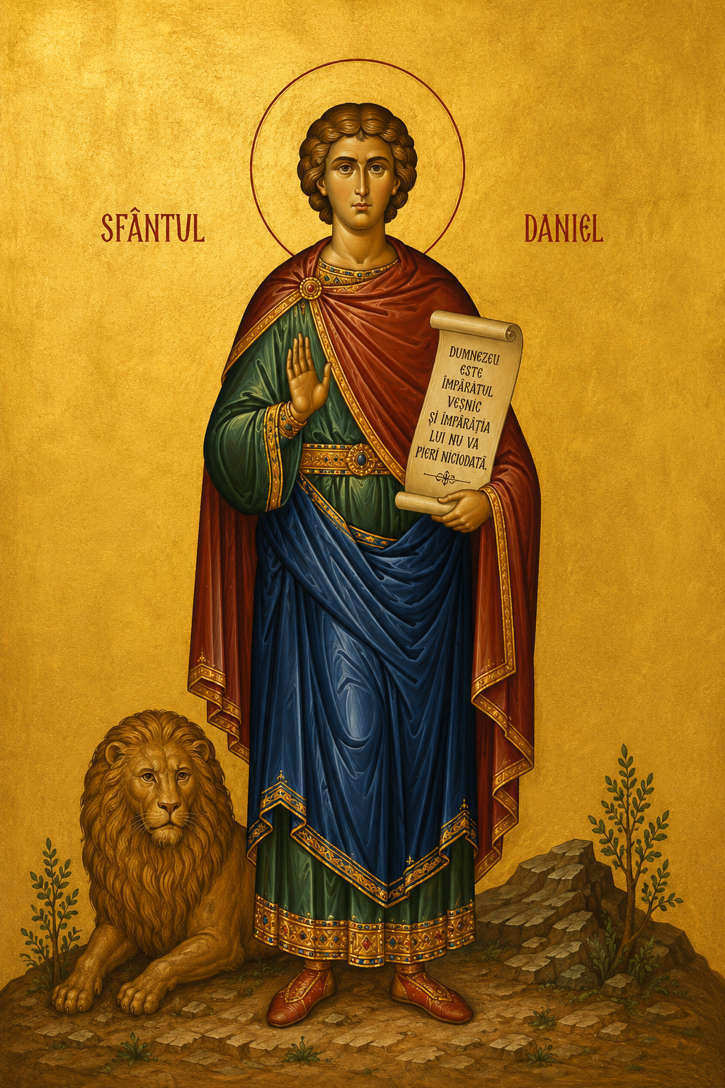Icoana Sfantul Daniel - proorocul cu leul, stil bizantin
