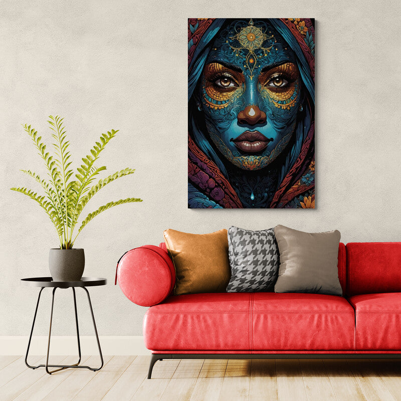 Tablou decorativ - Africana chip albastru