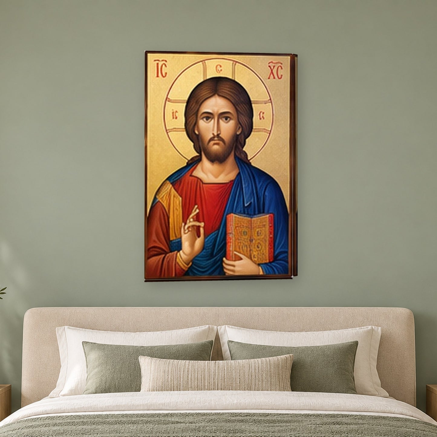 Icoana clasica - Iisus Hristos Pantocrator pe perete, in camera - Zibo.ro