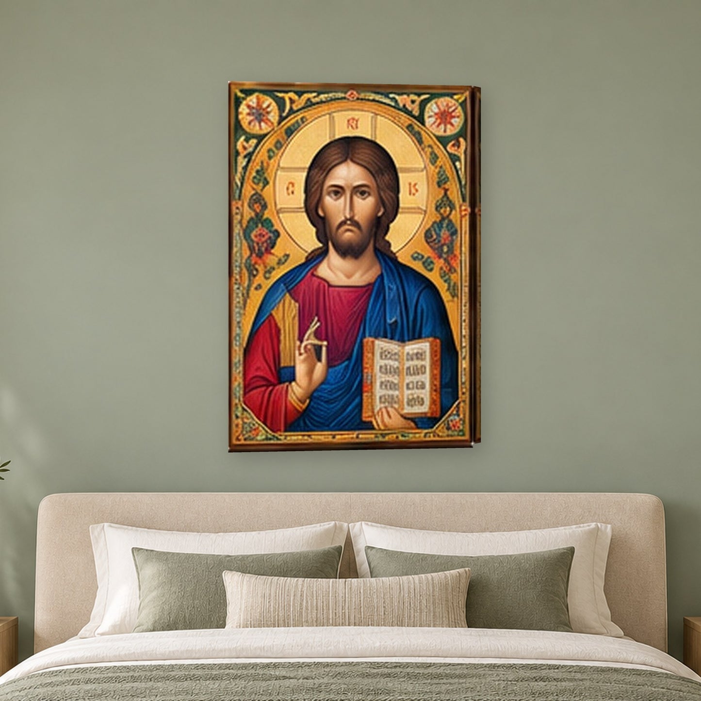 Icoana ornamentala - Iisus Hristos Pantocrator pe perete, in camera - Zibo.ro