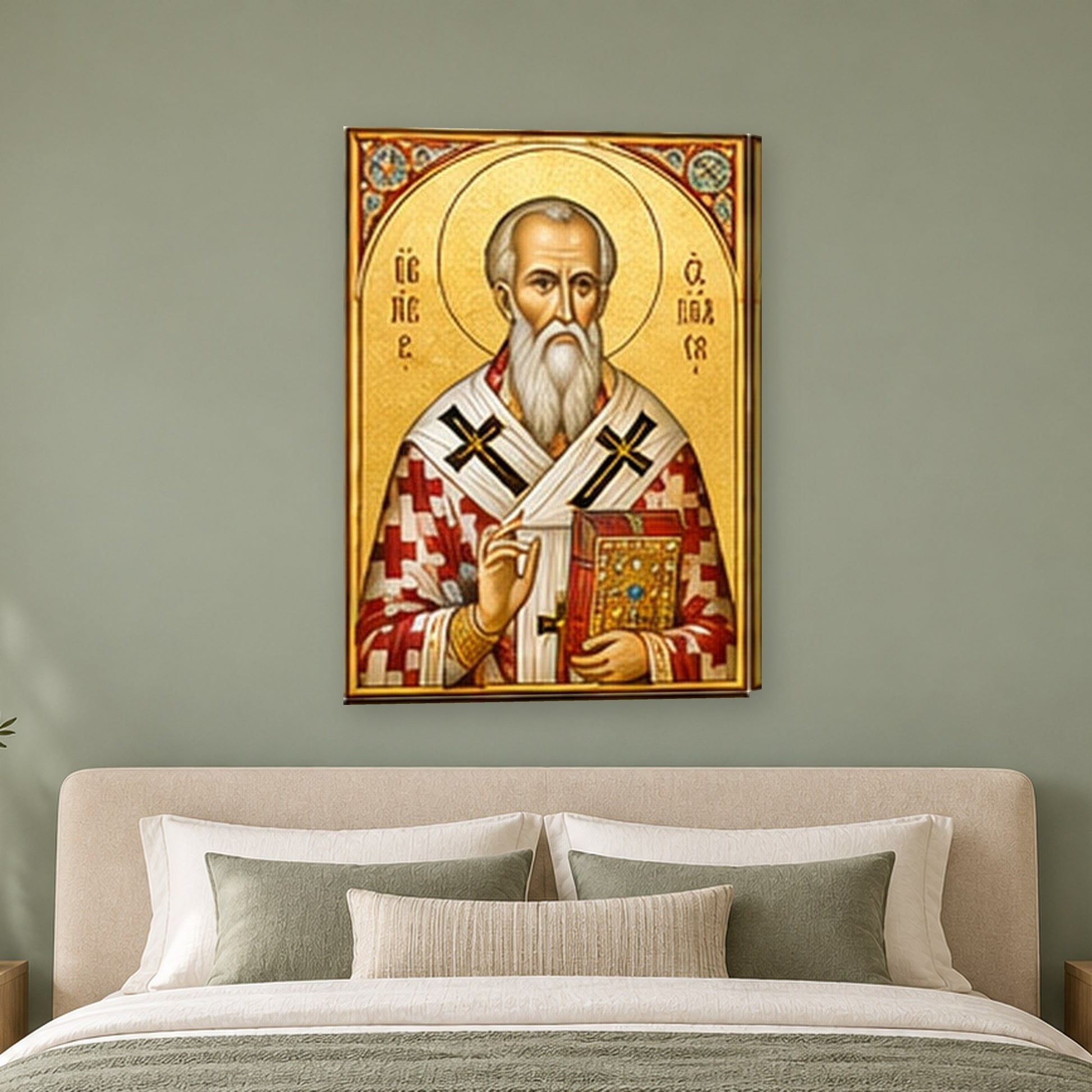 Icoana - Sfantul Atanasie cel Mare pe perete, in camera - Zibo.ro