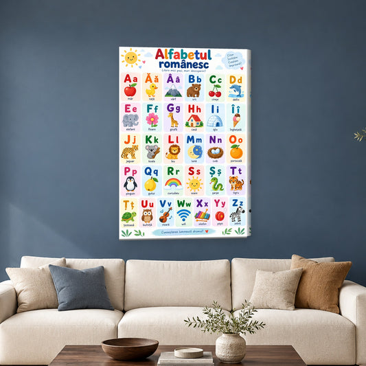 Tablou decorativ - Alfabetul Romanesc pe perete, in camera - Zibo.ro