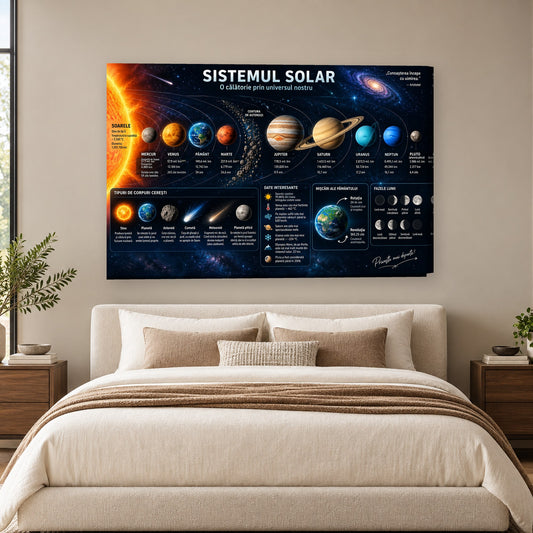 Tablou decorativ - Sistemul Solar pe perete, in camera - Zibo.ro
