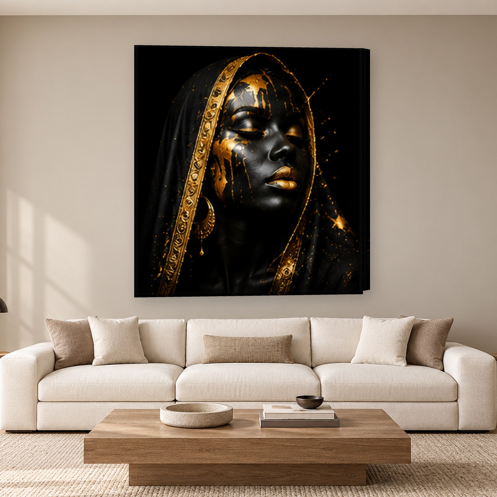 Tablou decorativ - Albastru-Gold Abstract pe perete, in camera - Zibo.ro