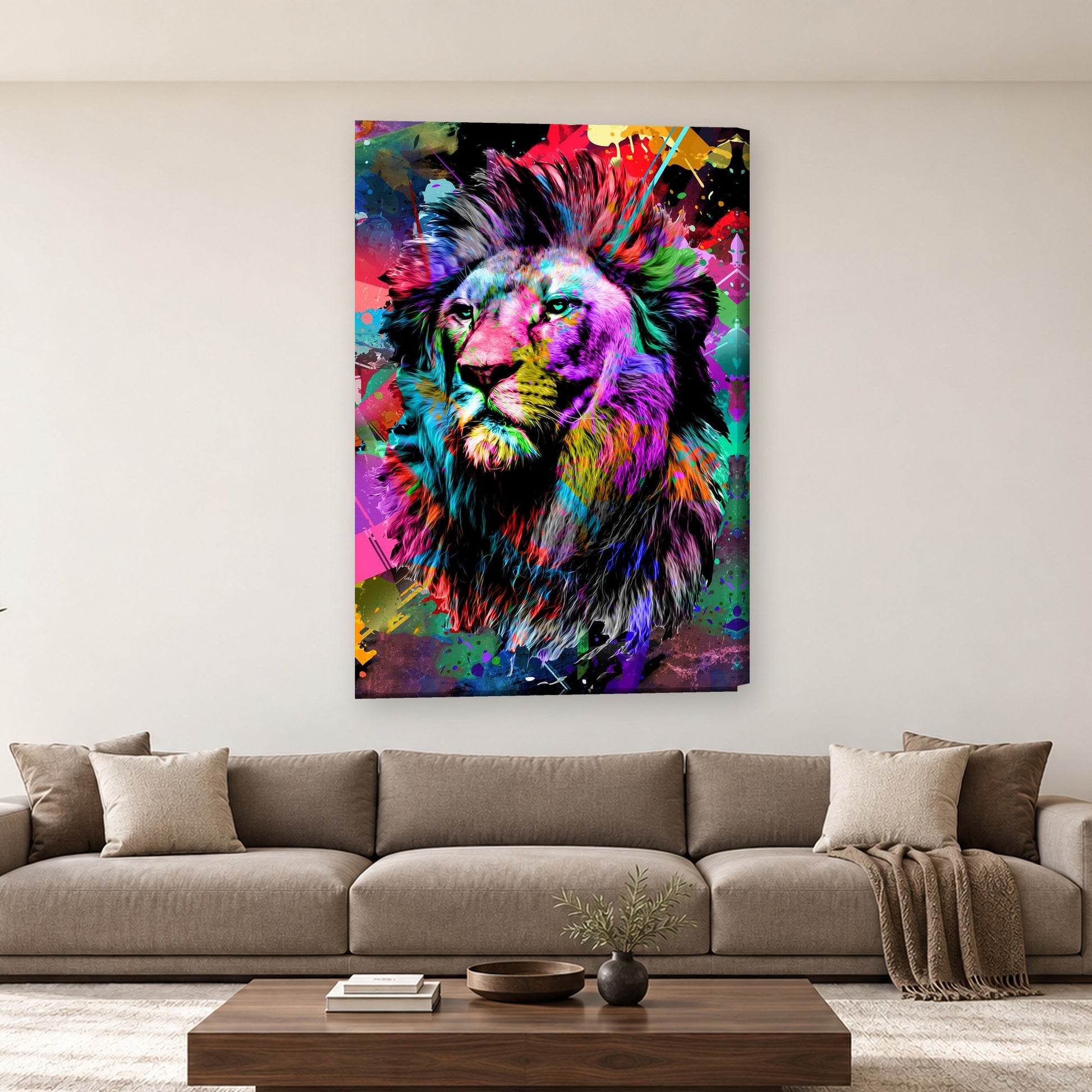 Tablou decorativ - Art Lion pe perete, in camera - Zibo.ro