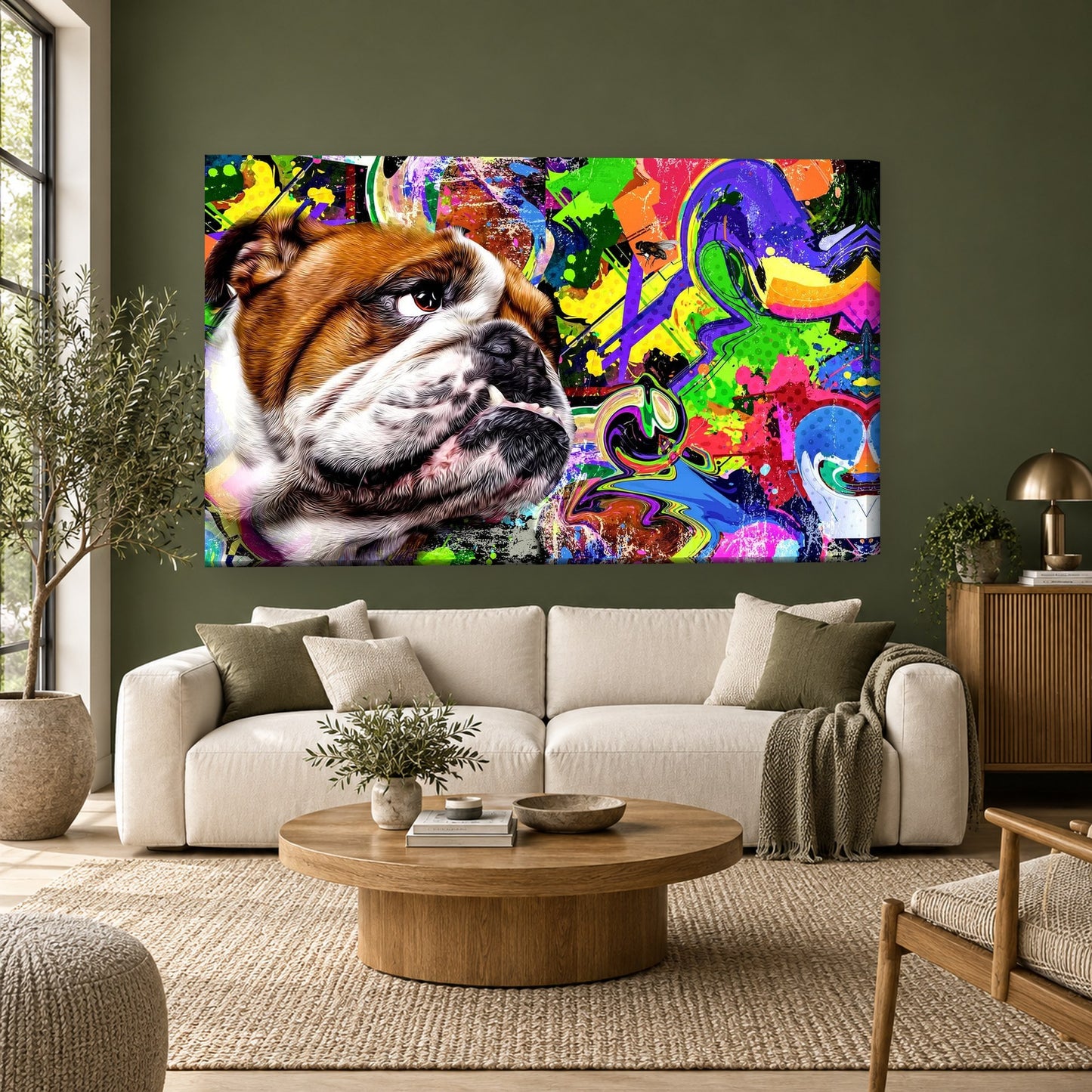 Tablou decorativ - Bulldog pe perete, in camera - Zibo.ro