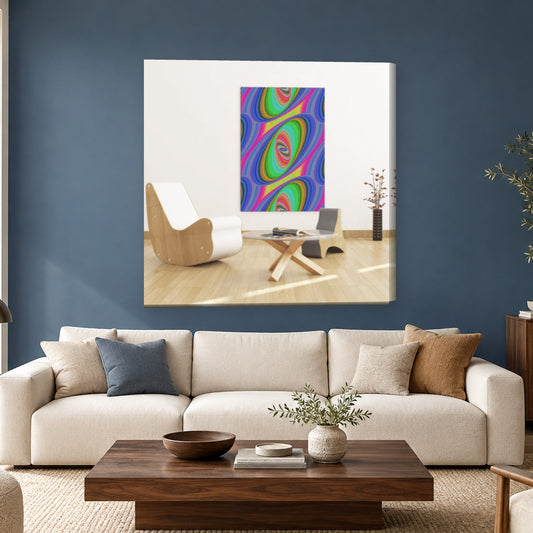 Tablou canvas - Forme ovale multicolore pe perete, in camera - Zibo.ro