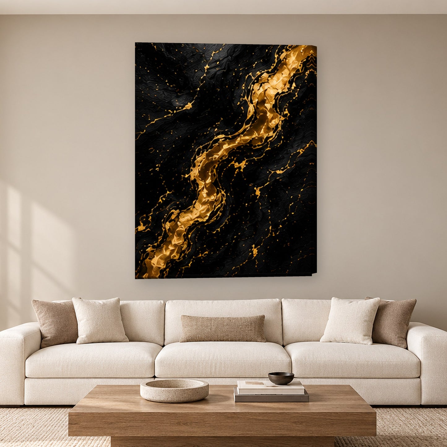 Tablou decorativ - Gold&Black pe perete, in camera - Zibo.ro