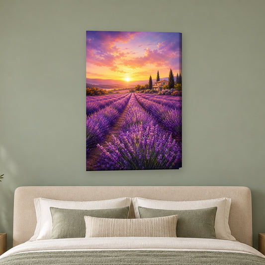 Tablou decorativ - Apus peste Lavanda pe perete, in camera - Zibo.ro