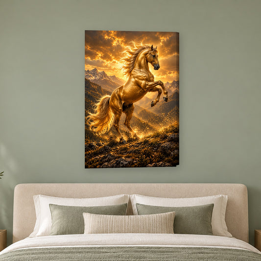 Tablou decorativ - Armasarul de Aur pe perete, in camera - Zibo.ro