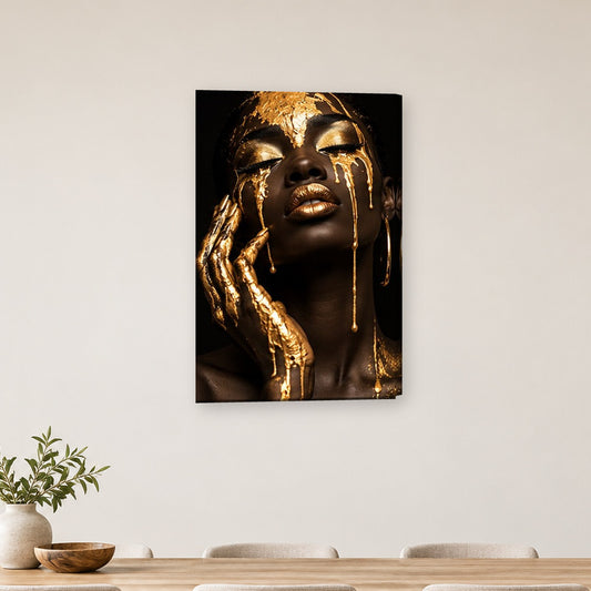 Tablou decorativ - Aur curgand pe chip pe perete, in camera - Zibo.ro