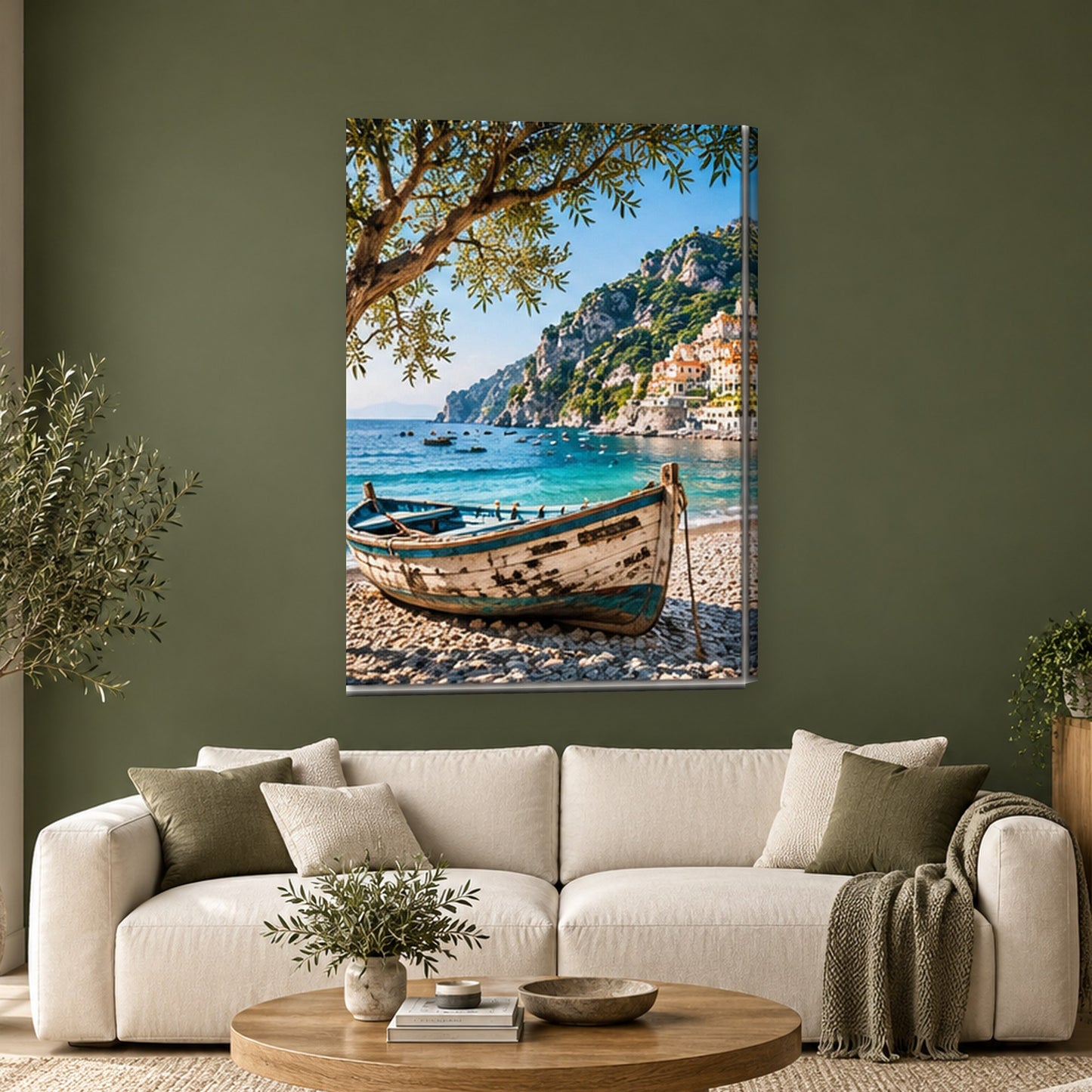 Tablou decorativ - Barca de pe tarm pe perete, in camera - Zibo.ro