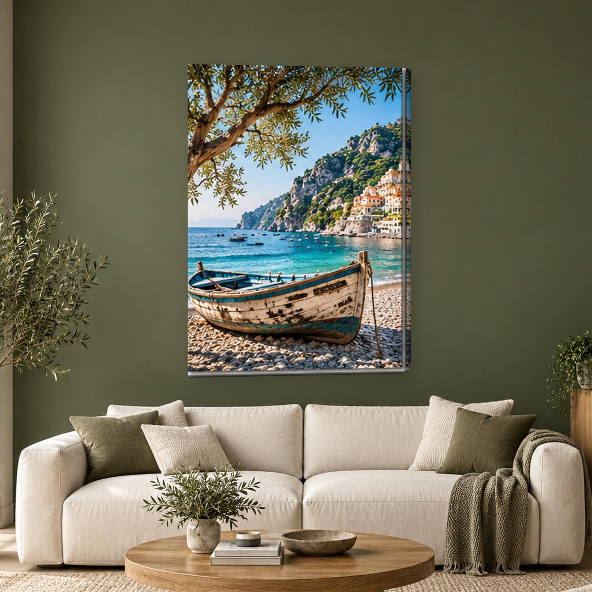 Tablou decorativ - Barca de pe tarm pe perete, in camera - Zibo.ro
