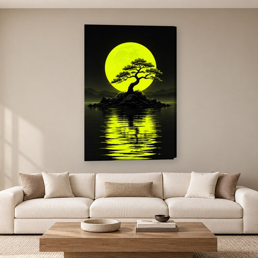 Tablou decorativ - Bonsai pe insula verde pe perete, in camera - Zibo.ro