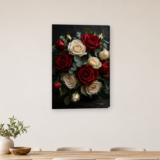 Tablou decorativ - Buchetul de Trandafiri Rosii pe perete, in camera - Zibo.ro