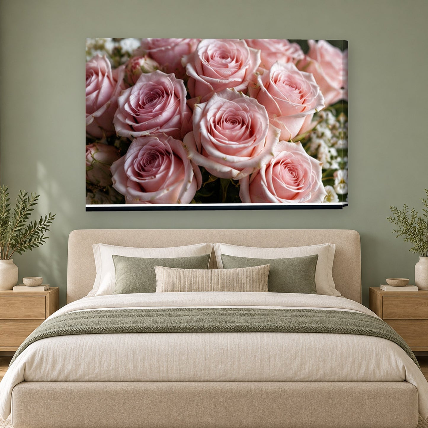Tablou decorativ - Buchetul de Trandafiri Roz pe perete, in camera - Zibo.ro