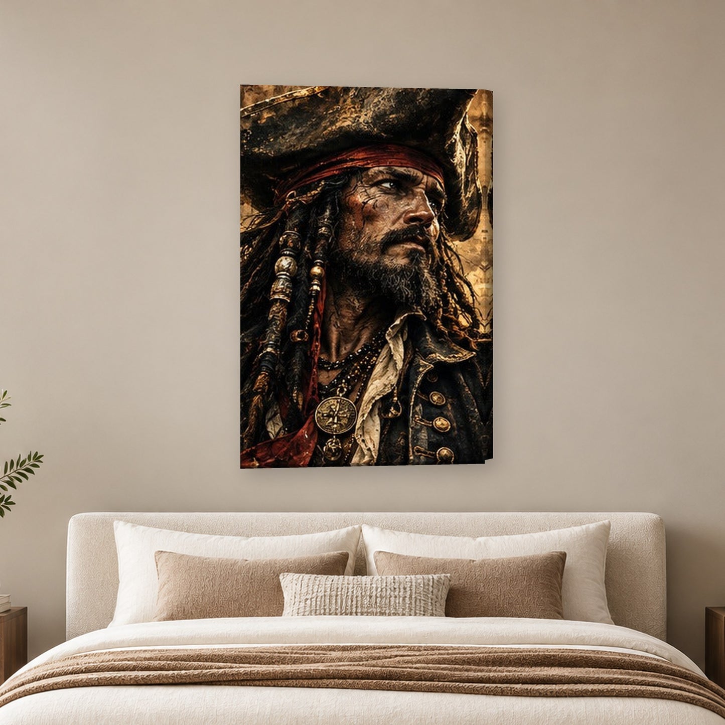 Tablou decorativ - Capitanul cu bandana rosie pe perete, in camera - Zibo.ro