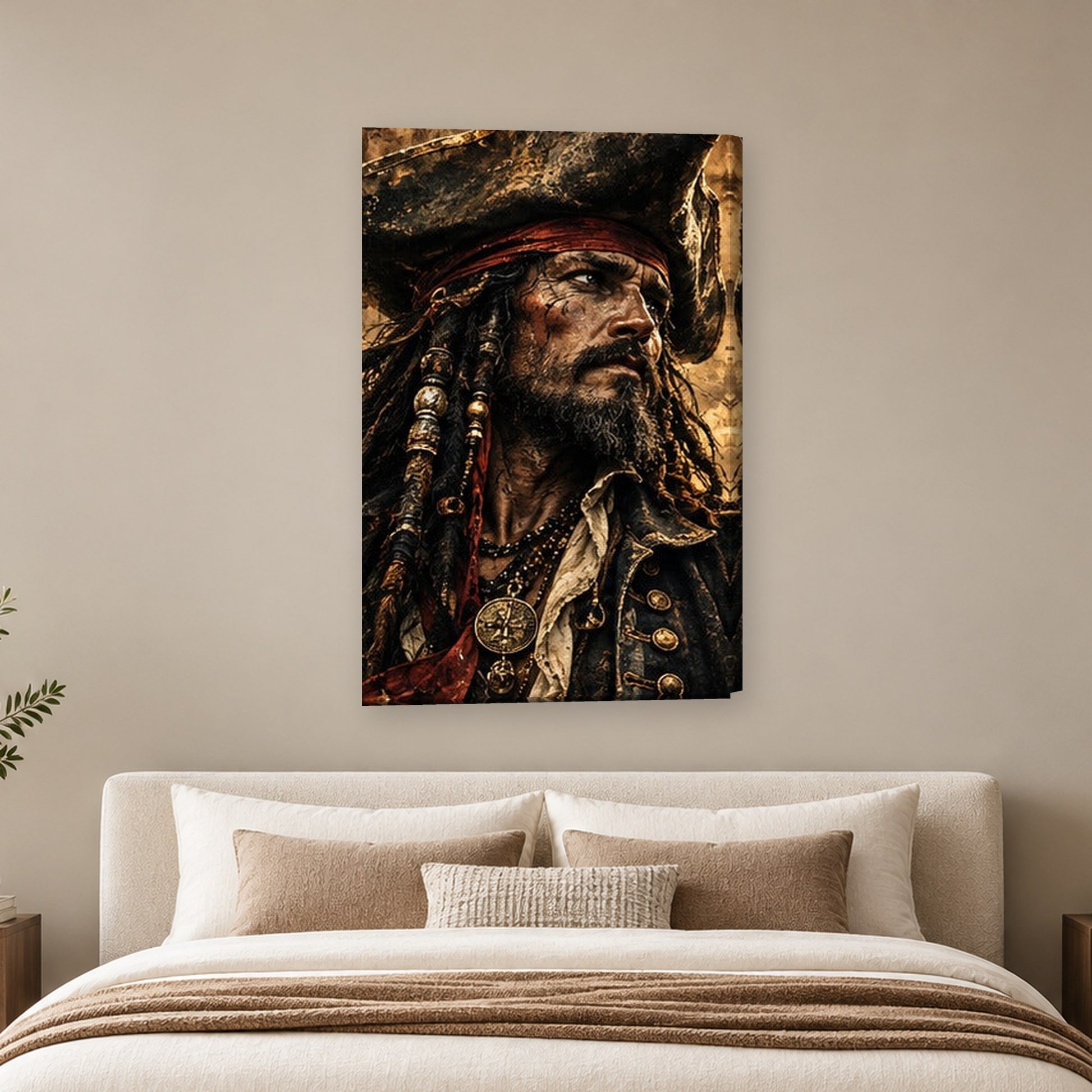 Tablou decorativ - Capitanul cu bandana rosie pe perete, in camera - Zibo.ro
