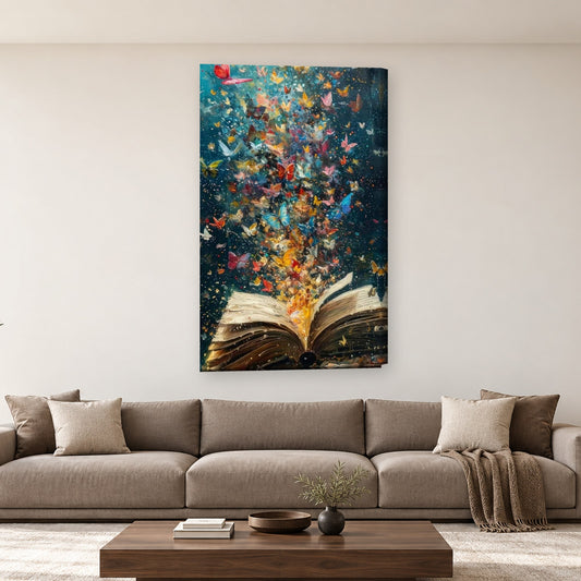 Tablou decorativ - Cartea cu fluturi pe perete, in camera - Zibo.ro