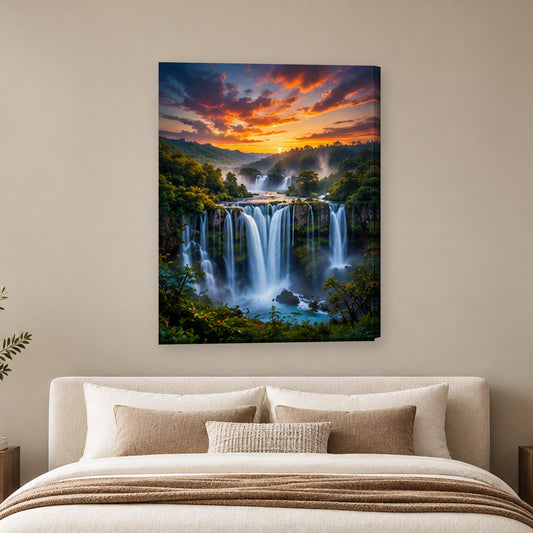 Tablou decorativ - Cascade panoramice pe perete, in camera - Zibo.ro