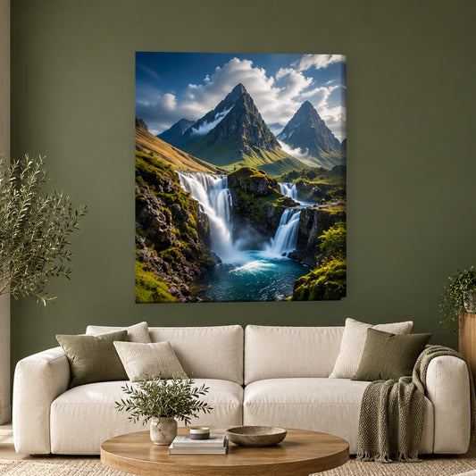 Tablou decorativ - Cascade printre muntii conici pe perete, in camera - Zibo.ro