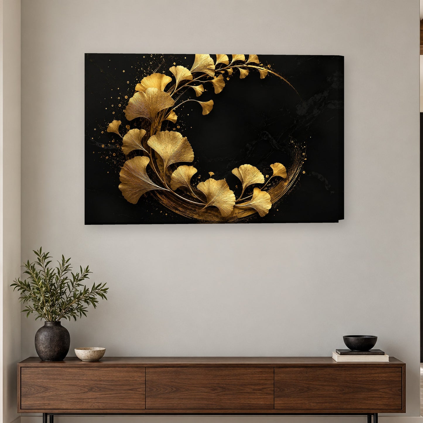 Tablou decorativ - Cercul de Ginkgo pe perete, in camera - Zibo.ro