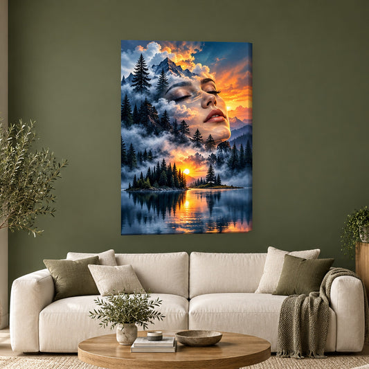 Tablou decorativ - Chipul din Ceata pe perete, in camera - Zibo.ro