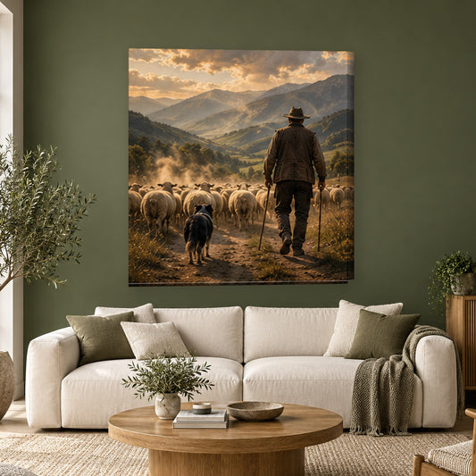 Tablou decorativ - Ciobanul cu Turma pe perete, in camera - Zibo.ro