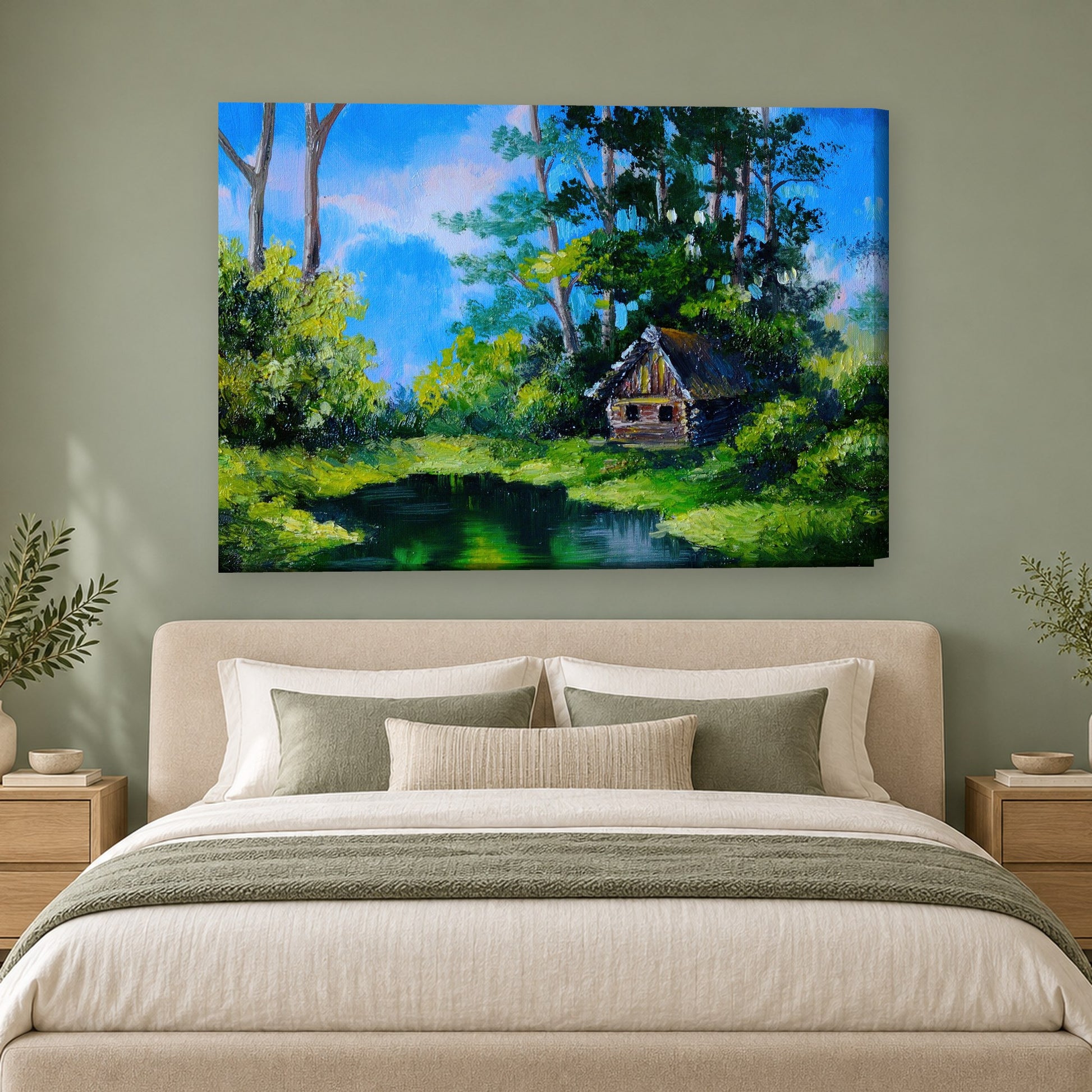 Tablou decorativ - Cires inflorit pe lac pe perete, in camera - Zibo.ro