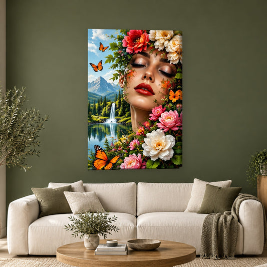 Tablou decorativ - Coroana cu Fluturi pe perete, in camera - Zibo.ro