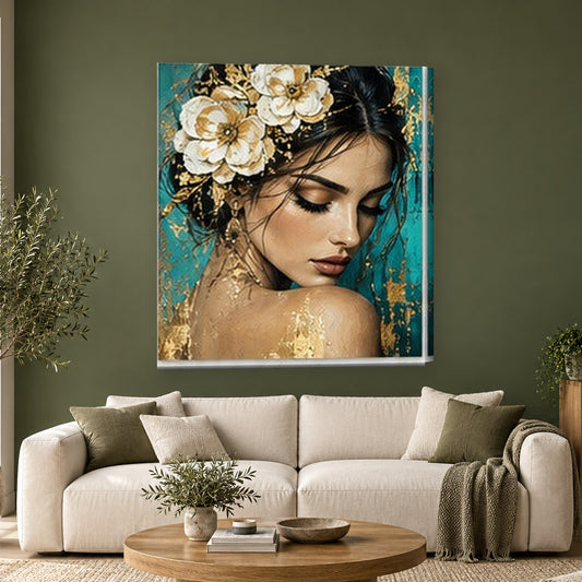Tablou decorativ - Coronita alba pe perete, in camera - Zibo.ro