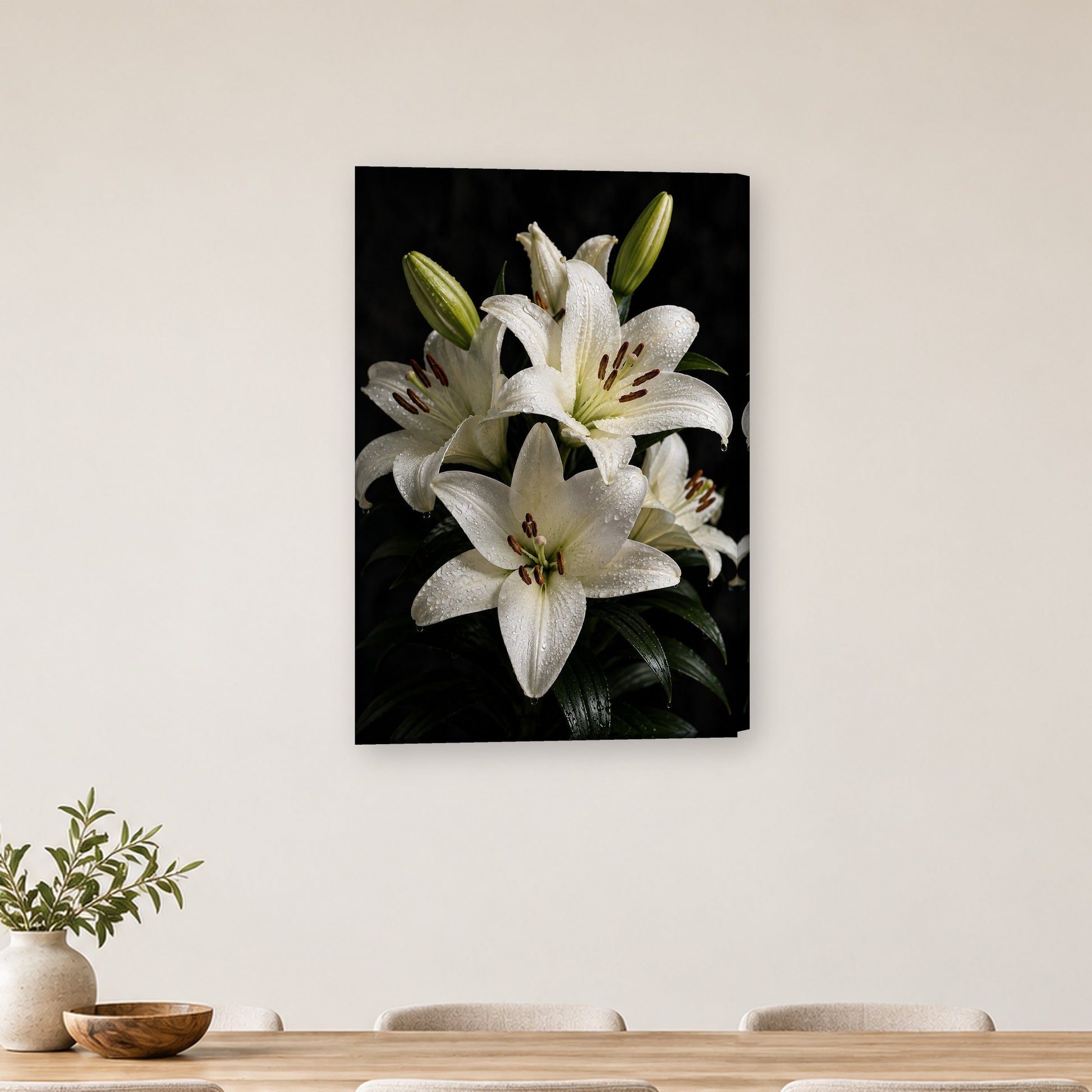 Tablou decorativ - Crinii Albi cu Roua pe perete, in camera - Zibo.ro