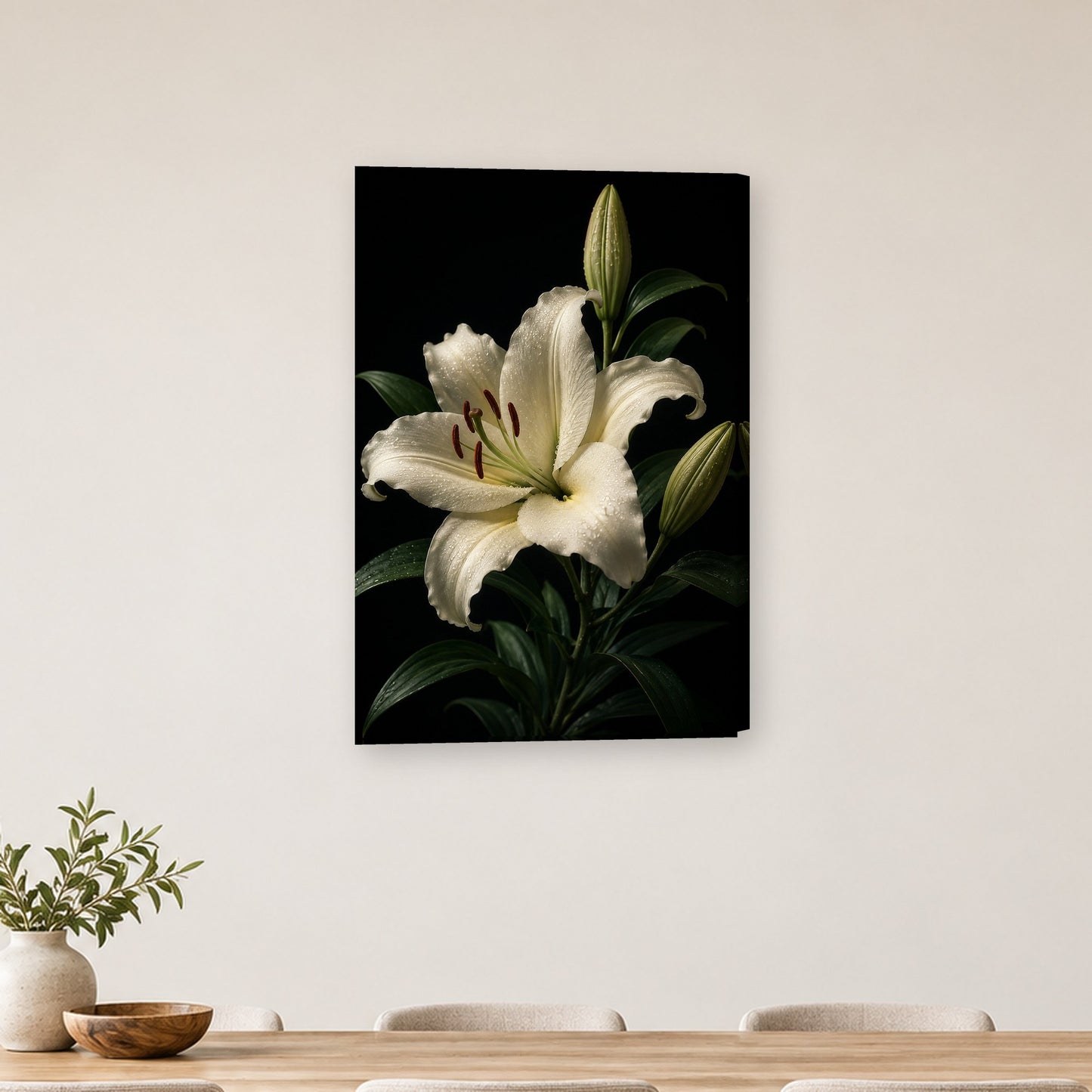 Tablou decorativ - Crinul Alb pe perete, in camera - Zibo.ro