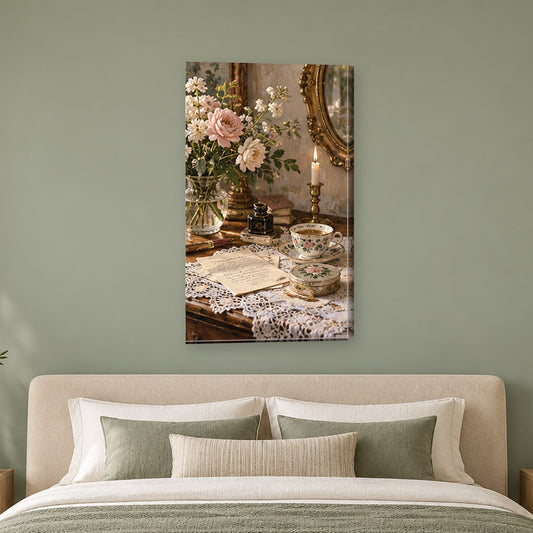 Tablou decorativ - Dantela si scrisori pe perete, in camera - Zibo.ro