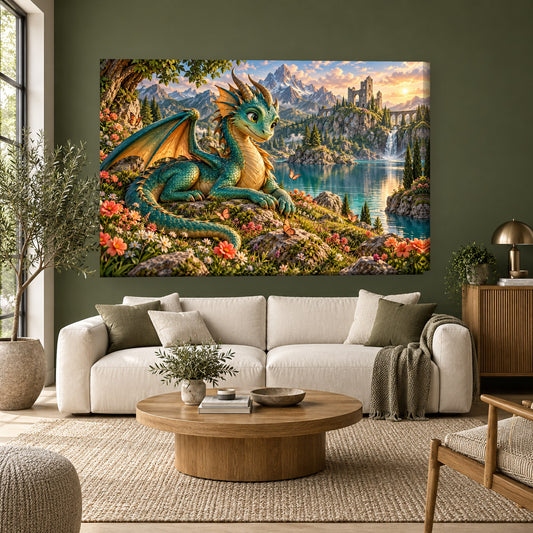 Tablou decorativ - Dragonul Prietenos pe perete, in camera - Zibo.ro