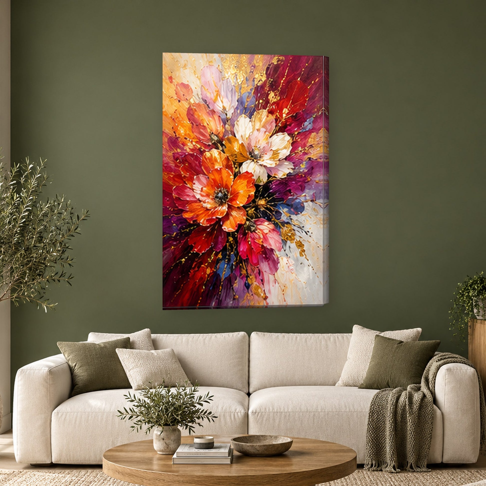 Tablou decorativ - Explozie florala pe perete, in camera - Zibo.ro