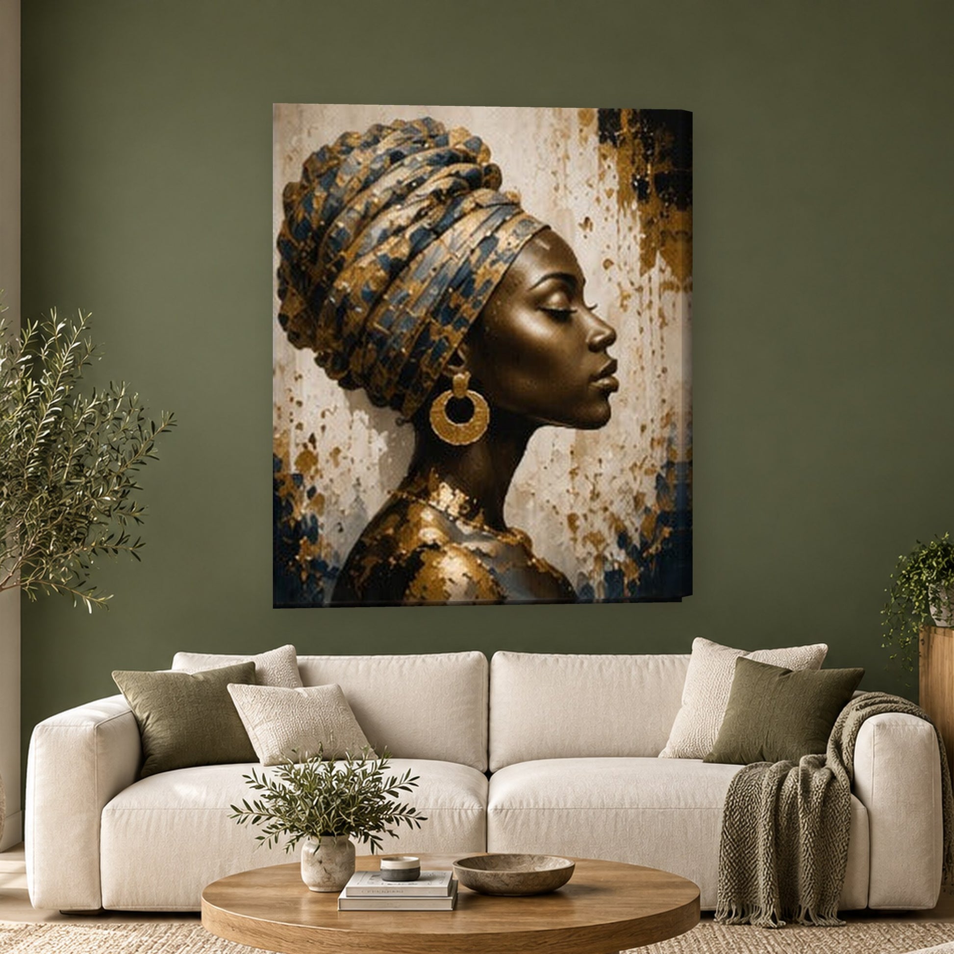 Tablou decorativ - Femeia cu cercel de aur pe perete, in camera - Zibo.ro