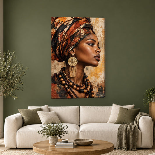 Tablou decorativ - Femeie cu turban colorat pe perete, in camera - Zibo.ro
