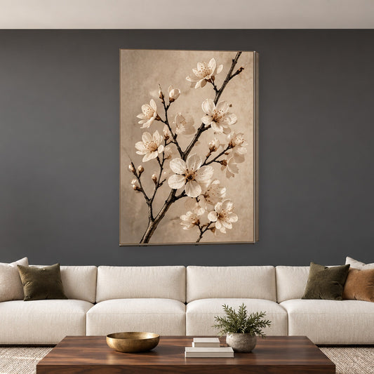 Tablou decorativ - Flori de migdal pe perete, in camera - Zibo.ro